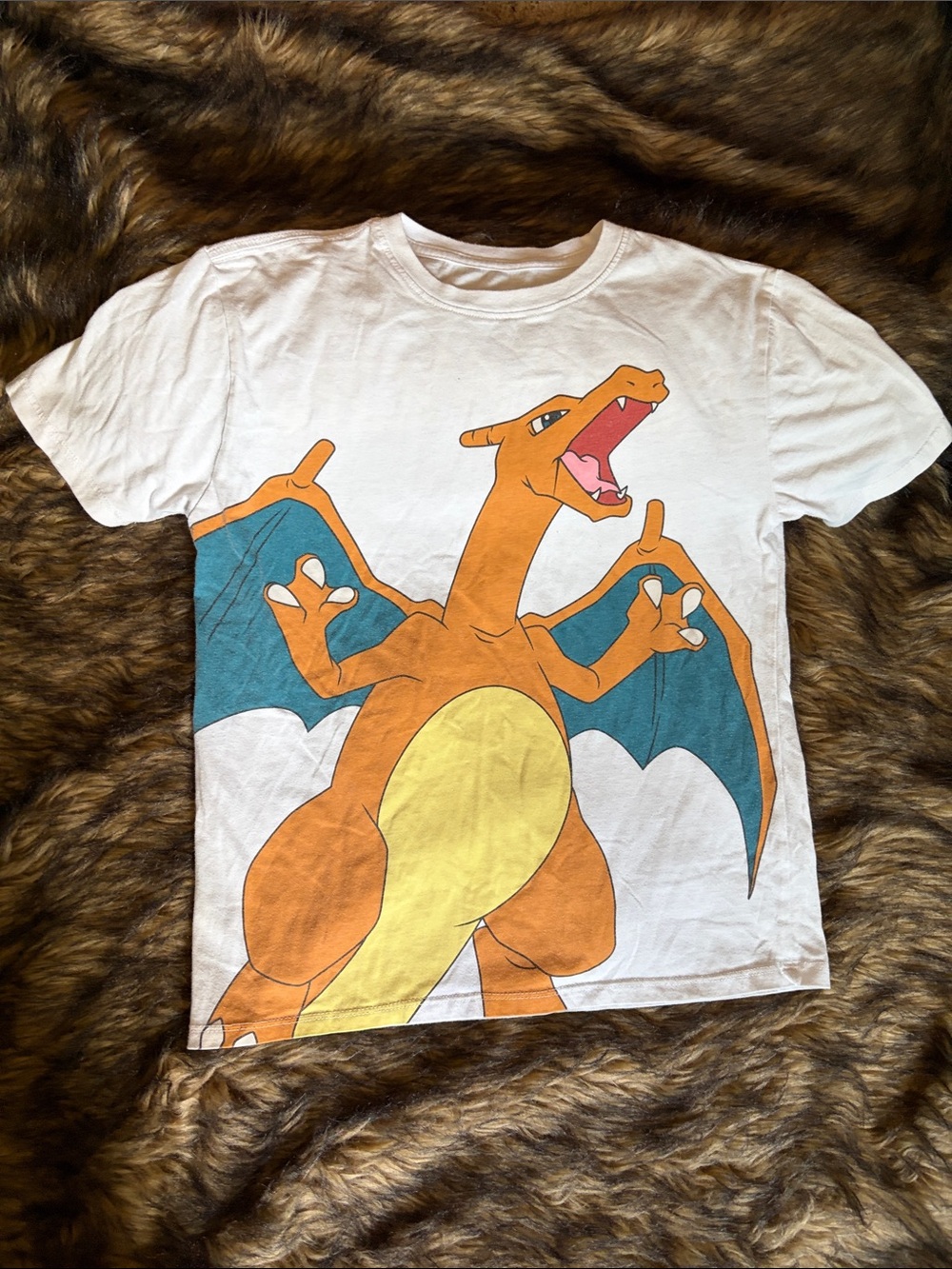 Pokémon Charizard Boys Graphic T-Shirt White Short Sleeve Size Large